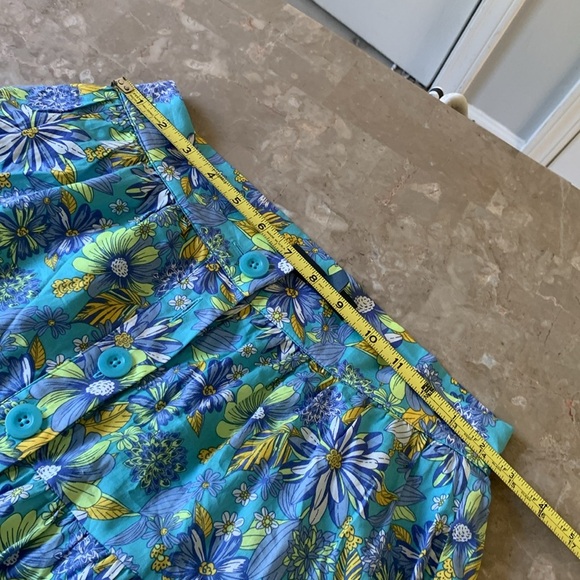 ModCloth Blue and Yellow Daisies At Nightfall Tiered Midi Skirt Size 8 cotton - Picture 5 of 8